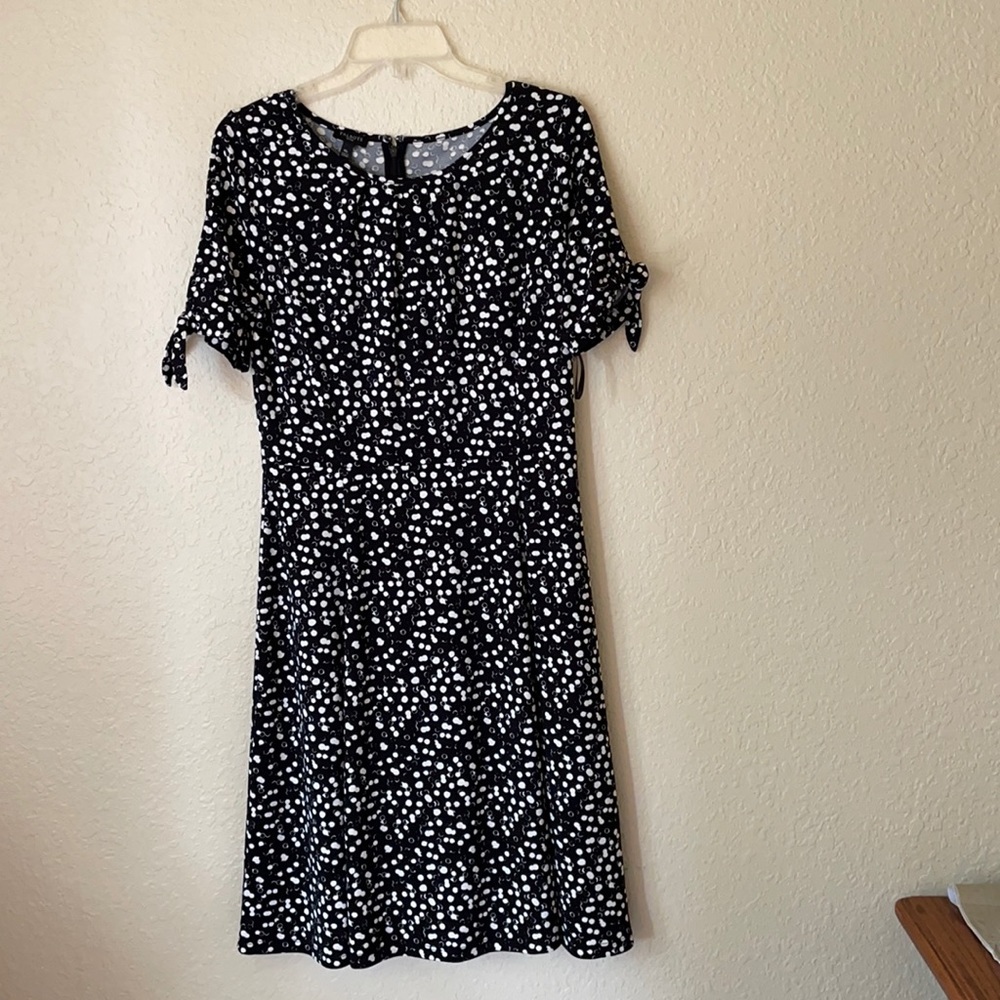 Polka-dotted black and white summer dress